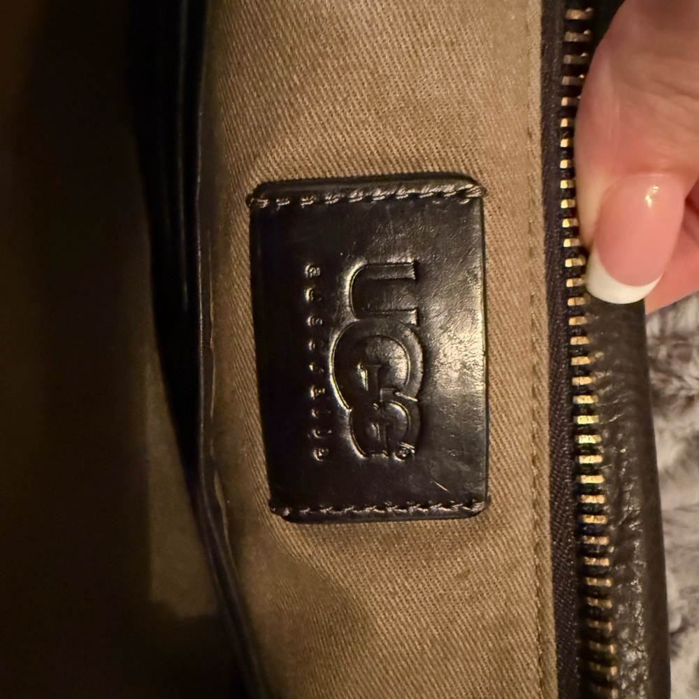 UGG Black Bag with Leather Patch and Metal Zipper